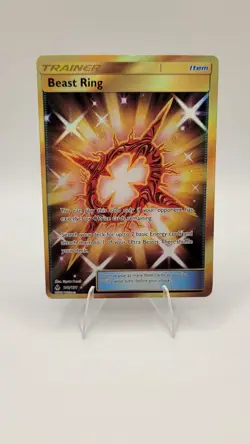 Pokemon Sun & Moon Beast Ring Trainer Secret Rare Gold 141/131 NM - Image 1