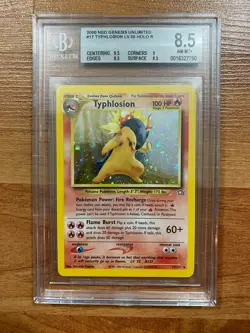 2000 Pokemon Neo Genesis Unlimited #17 Typhlosion Holo Rare PSA 8 9 BGS 8.5 - Image 1