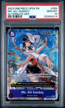 2023 ONE PIECE OP04-KINGDOMS OF INTRIGUE ALTERNATE ART MS. ALL SUNDAY PSA 10 - Image 1