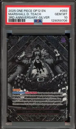 One Piece CCG Marshall.D.Teach 3rd Anniversary Silver OP09-093 PSA 10 Gem Mint - Image 1