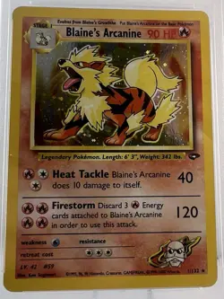 BLAINE'S ARCANINE Holo #1/132 2000 Pokemon Gym Chal. PSA 5 - Image 2