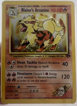BLAINE'S ARCANINE Holo #1/132 2000 Pokemon Gym Chal. PSA 5 - Image 4