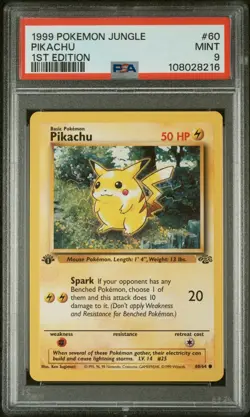 1999 Pikachu 1st Ed #60/64 Jungle Pokemon PSA 9 MINT - Image 1