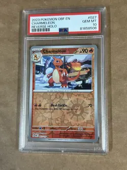 PSA 10 2023 POKEMON OBF EN-OBSIDIAN FLAMES REVERSE HOLO CHARMELEON #027 Graded - Image 1