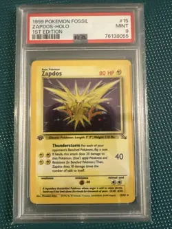 1999 Pokemon Fossil Zapdos-holo 1st Edition Psa9 - Image 1