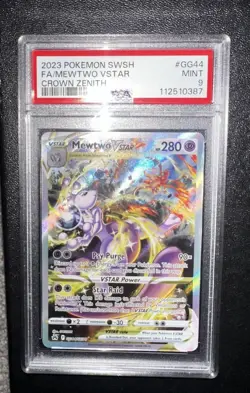 MEWTWO VSTAR PSA 9 - 2023 POKEMON SWORD & SHIELD CROWN ZENITH #GG44 FULL ART - Image 1