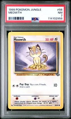 1999 POKEMON JUNGLE #56 MEOWTH PSA NM 7 - Image 1