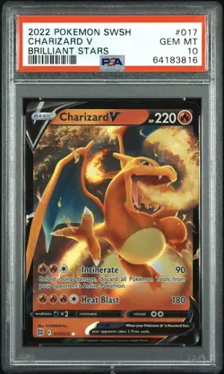 PSA 10 Gem Mint 2022 Pokemon Brilliant Stars 017 Charizard V - Image 1