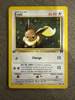 French Evee (Evoli) Team Rocket First Edition LP Pokemon TCG 55/82 - Image 1