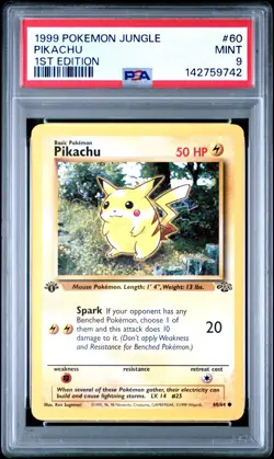 PSA 9 MINT 1999 POKEMON JUNGLE #60 PIKACHU 1ST EDITION ENGLISH - Image 1