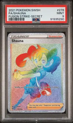 Shauna 263/264 PSA 9 MINT Fusion Strike Full Art Trainer Secret Rare Pokemon - Image 1