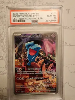 Rocket's Wobbuffet 203 PSA 10 Pokemon Center 2025 Pokemon Destined Rivals - Image 1