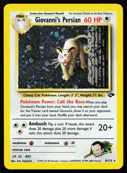 Giovanni's Persian 8/132 Holo Rare Gym Challenge Pokemon Card - Image 1