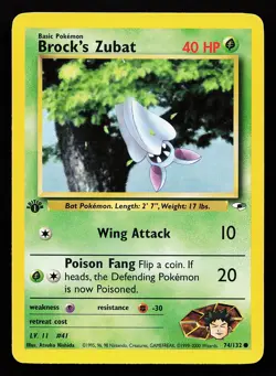 Brock's Zubat 74/132 1st Edition Gym Heroes Pokemon Card - Image 1