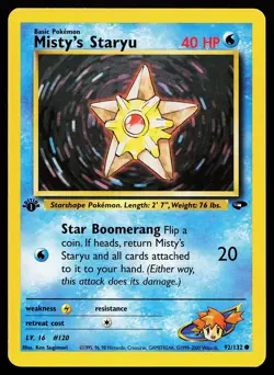 Misty's Staryu 92/132 Common 1st Edition Gym Challenge Pokemon Card - Image 1