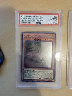 2021 Yu-Gi-Oh! Blue-Eyes Alternative White Dragon Ghost Past 1st Edition PSA 10 - Image 1