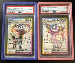 Fresh Pokemon Umbreon Espeon Sequential SVP 175 176 Prismatic Evolutions PSA 9 - Image 1