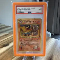 Pokemon PSA 9 MINT 1999 Blaine's Charizard Japanese Gym Challenge Holo Card - Image 1