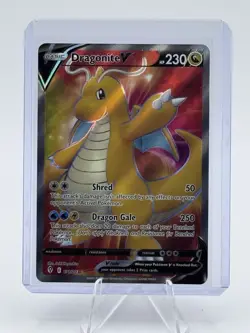 Pokemon TCG Dragonite v Evolving Skies Holo Ultra Rare Full Art Card 191/203 - Image 1