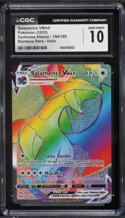 2020 Pokemon Darkness Ablaze Rainbow Rare Salamence VMAX #194 CGC 10 - Image 1