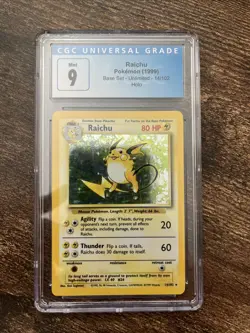 CGC 9 Raichu Base Set Unlimited Holo Rare 14/102 Pokemon Card English 1999 - Image 1