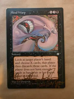 MTG Mind Warp Ice Age Auto Signed Liz Danforth Magic Gathering Bad Boy Con 95 - Image 1