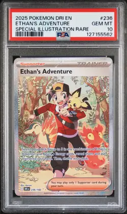 2025 POKEMON DRI EN-DESTINED RIVALS #236 ETHAN'S ADVENTURE PSA 10 - Image 1