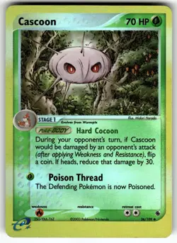 Cascoon 26/109 Uncommon Ruby & Sapphire Pokemon Reverse Holo Lightly Played - Image 1