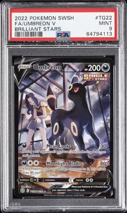 2022 POKEMON SWORD & SHIELD BRILLIANT STARS #TG22 FULL ART/UMBREON V PSA 9 - Image 1
