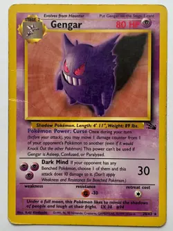 Gengar Fossil 20/62 Rare Vintage WotC Pokemon TCG MP - Image 1