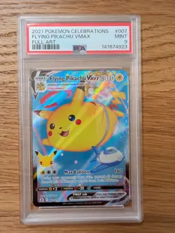 Pokemon 2021 Celebrations Flying Pikachu VMAX 007/025 Holo PSA 9 includes guard - Image 1