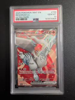 2025 POKEMON WHT EN-WHITE FLARE ULTRA RARE #158 RESHIRAM EX PSA 10 - Image 1