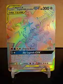 Pokemon Moltres, Zapdos, Articuno GX 69/68 Hidden Fates Holo Rainbow Trading TCG - Image 1