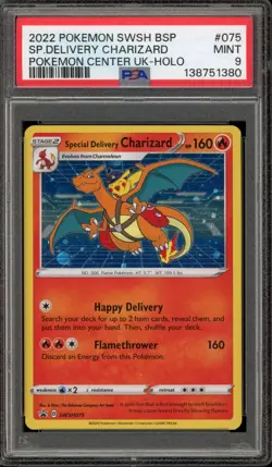 Pokemon Special Delivery Charizard P.M. Center UK Holo Promo SWSH075 PSA 9 Mint - Image 1