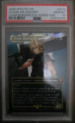 2025 MTG FINAL FANTASY COMMANDER #0210 CLOUD, EX-SOLDIER Surge Foil PSA 10 - Image 1