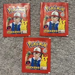 1999 Topps Merlin Pokemon Stickers Series Factory Sealed Booster Pack x3 - Image 1