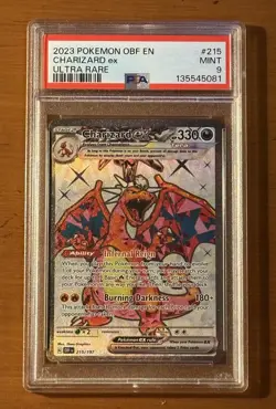2023 POKEMON OBF EN CHARIZARD EX #215 PSA MINT 9 - Image 1