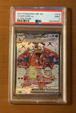 2023 POKEMON OBF EN CHARIZARD EX #215 PSA MINT 9 - Image 2