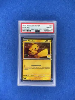 2026 Pokemon TEF EN Pikachu Pokemon Day Holo Stamp #051 PSA 10 - Image 1