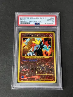 2000 Pokemon Japanese Neo 2 Promo 244 Entei Reverse Foil PSA10 - Image 1