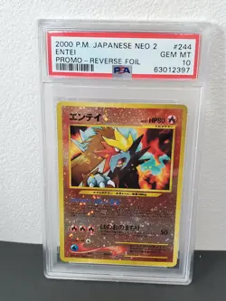 2000 Pokemon Japanese Neo 2 Promo 244 Entei Reverse Foil PSA10 - Image 2