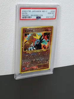 2000 Pokemon Japanese Neo 2 Promo 244 Entei Reverse Foil PSA10 - Image 3