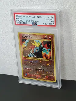 2000 Pokemon Japanese Neo 2 Promo 244 Entei Reverse Foil PSA10 - Image 4