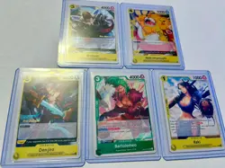 One Piece TCG Stamped Pre-Release Event Promo Lot 5 Cards NM Bartolomeo, Raki - Image 1