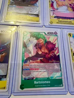 One Piece TCG Stamped Pre-Release Event Promo Lot 5 Cards NM Bartolomeo, Raki - Image 3