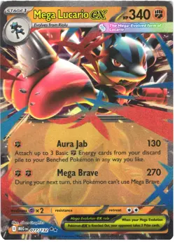 Mega Lucario ex 077/132 Double Rare Mega Evolution Pokemon Holo Near Mint - Image 1