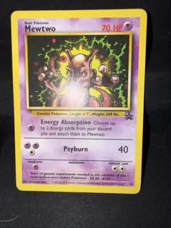 1999 Pokemon TCG Mewtwo Black Star Promo Card 14 Wizards of The Coast WOTC LP - Image 1