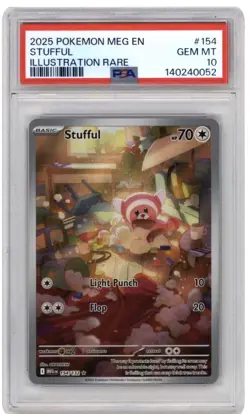 Pokemon Mega Evolution Stufful 154/132 Illustration Rare Holo PSA 10 GEM MINT - Image 1