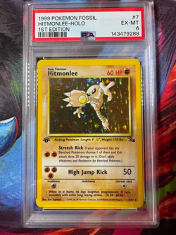 1999 POKEMON FOSSIL 1ST EDITION #7 HITMONLEE-HOLO PSA 6 - Image 2