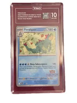 FERALIGATR TAG 10 2025 POKEMON SV#213 ILLUSTRATION CONTEST BLACKSTAR PROMO MINT - Image 3